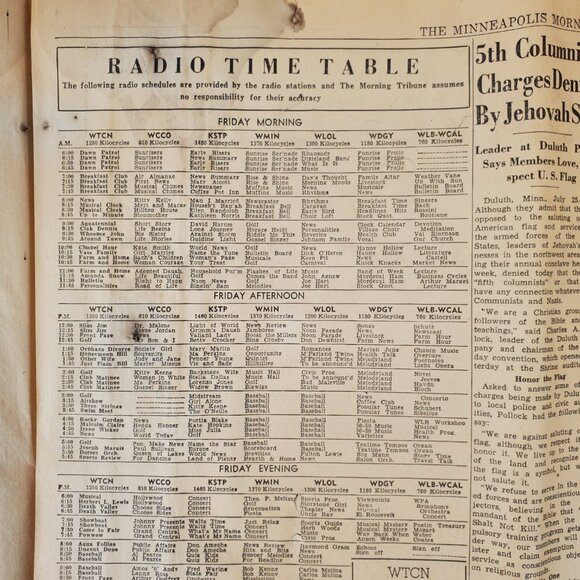 VTG Complete MPLS Tribune Newspaper July 26, 1940 Germany Threatens Trade War... - Picture 15 of 16